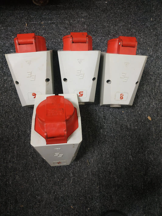 Wall mounted socket 32A, 380V, 3Pin +PE, 50Hz